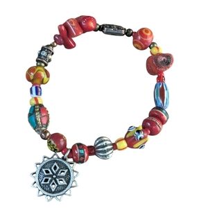 Colorful Beaded Bracelet with Sun Charm